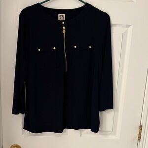 Anne Klein Elegant Black Top with Gold Details